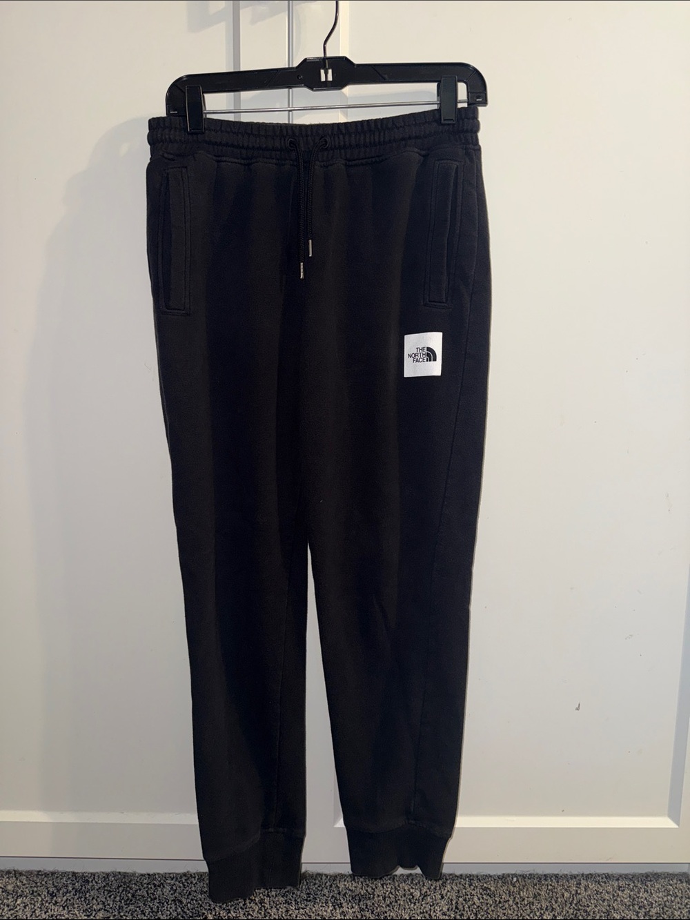 The North Face Men's Black Jogger Sweatpants with Logo Patch